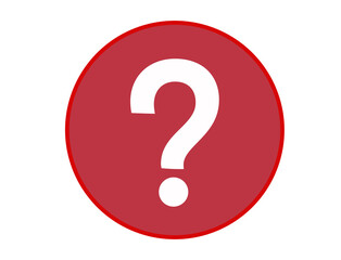 Red circle with a white question mark isolated on transparent background