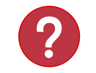 Red circle with a white question mark isolated on transparent background