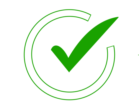 Green check mark inside a circle, isolated on transparent background