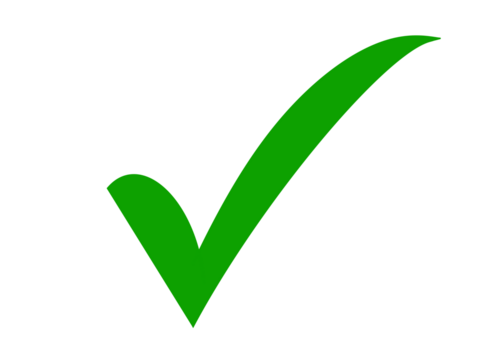 Green check mark isolated on transparent background