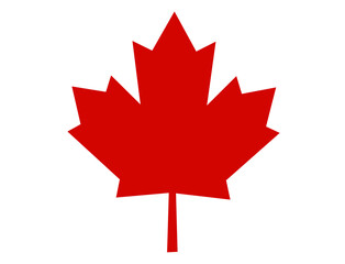 Red maple leaf symbol isolated on transparent background