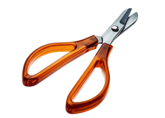 Orange handled scissors isolated on a transparent background