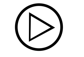 Black play button icon inside a circle isolated on transparent background