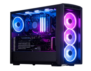  Futuristic Colorful PC Box with LED Lights Isolated 