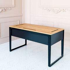 Director's office with large wooden table. Interior design