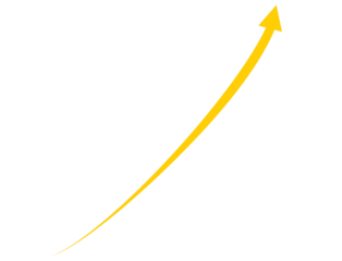 Yellow upward arrow isolated on transparent background