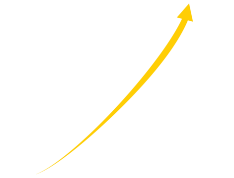 Yellow upward arrow isolated on transparent background