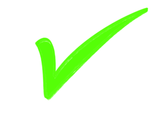 Green check mark isolated on transparent background