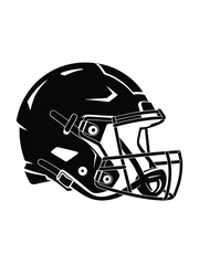Fototapeta premium Black american football helmet silhouette isolated on white background