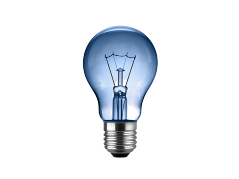 Blue bulb isolated on transparent background
