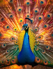Vibrant peacock in full display