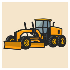 Motor Grader Heavy Equipment Flat Vector