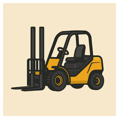 Forklift Heavy Equipment Flat Vector