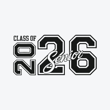 Class of 2026 Senior Design with Bold Typography and Distressed Numbers, Perfect for Graduation T-shirts, Custom Apparel, and Senior Year Event Merchandise