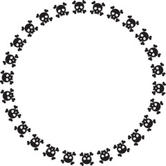 Halloween Wreath Vector with Skulls – Spooky Circular Border Design in Black Silhouette