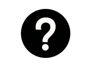 Black circle with a white question mark isolated on transparent background