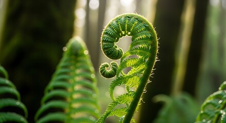Unfurling Fern Fiddlehead Spring.