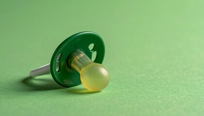 Green Baby Pacifier on Plain Background