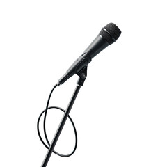 Close-up of a black microphone on a stand
