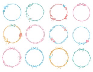 Collection of colorful round frames