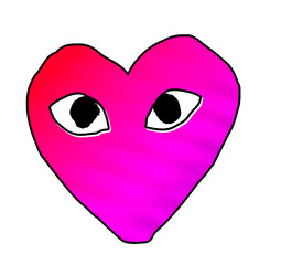 Happy funny heart face emoji red orange pink purple