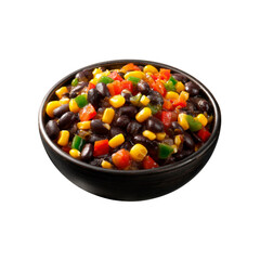 Delicious Black Beans and Corn Salsa in a Rustic Bowl