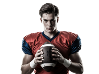 American football player in professional isolated on transparent background