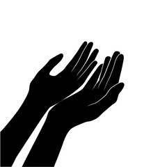 Fototapeta premium Vector Praying Hands Silhouette Shadow Of Praying Hands Icon Muslim Praying Hand Vector Illustration