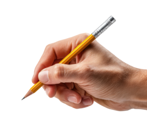 Close-up of hand holding a yellow pencil
