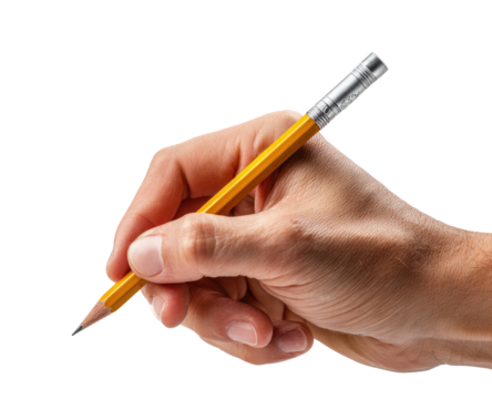 Close-up of hand holding a yellow pencil