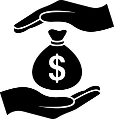 two hands protecting a money bag