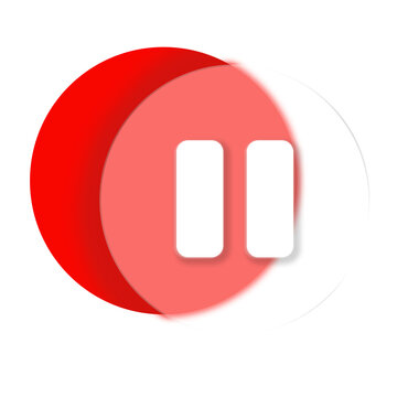 Red pause button glassmorphic icon