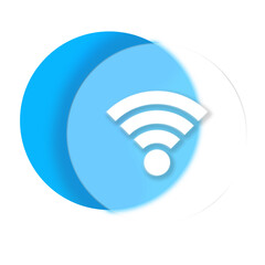 Blue wifi signal glassmorphic style icon in transparent 