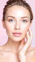 Woman with flawless skin, soft lighting