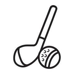 Simple golf club and ball outline icon silhouette white background