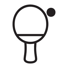 Simple ping pong paddle and ball graphic element silhouette white background