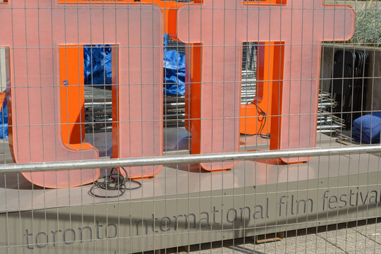 fenced off tiff signs at David Pecaut Square, Toronto (12 September 2025)