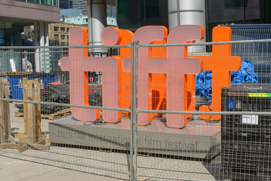 fenced off tiff signs at David Pecaut Square, Toronto (12 September 2025)