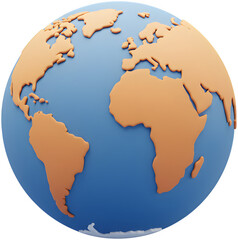 3D Globe Earth Icon &mdash; World Map Sphere Illustration