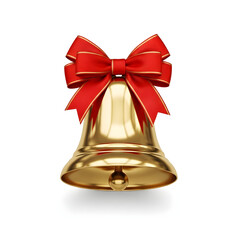 Polished Golden Bell with Red Bow — Classic Holiday Ornament

