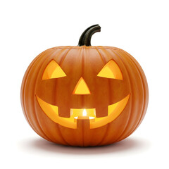 Glowing Jack-o’-Lantern Pumpkin with Classic Carved Face — Halloween Decoration

