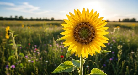 Vibrant Sunflower in a Summer Field.