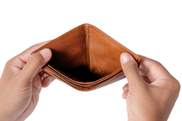 Empty brown leather wallet held in hands (2)