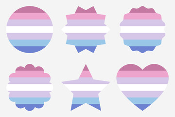 Set of shapes with Bigender pride flag colors.Vector illustration.