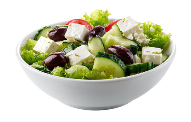 Fresh Greek salad in white bowl (2)
