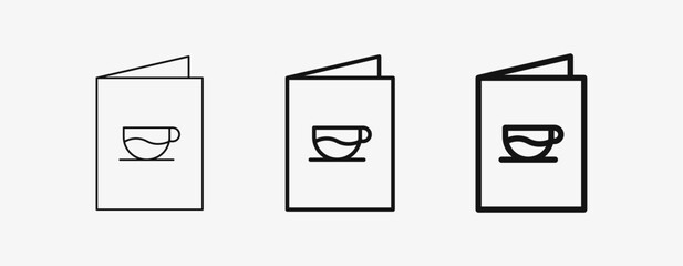 Icon Line Cafe Menu with thin, mid and bold stroke types. Coffee shop equipment, Barista, Beverages concept,