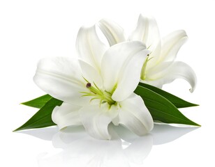 Fototapeta premium Two white lilies on white background