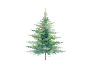 Christmas Tree with Star and Ornaments on Transparent Background
