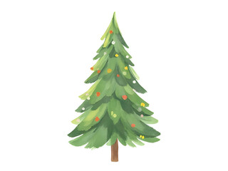 Christmas Tree with Star and Ornaments on Transparent Background
