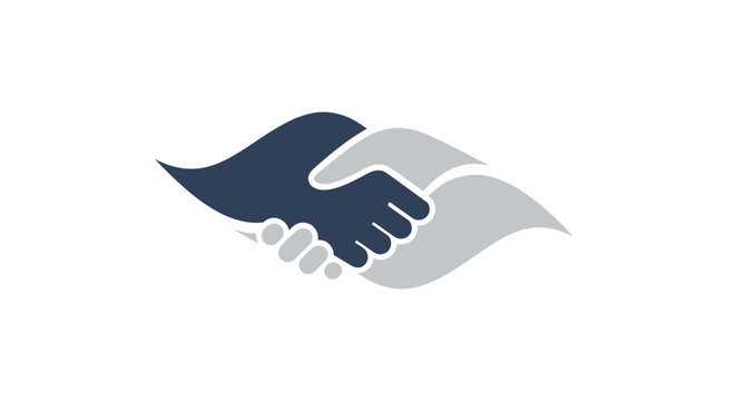 Two hands clasped in a handshake, stylized and surrounded by flowing lines, representing partnership and collaboration.